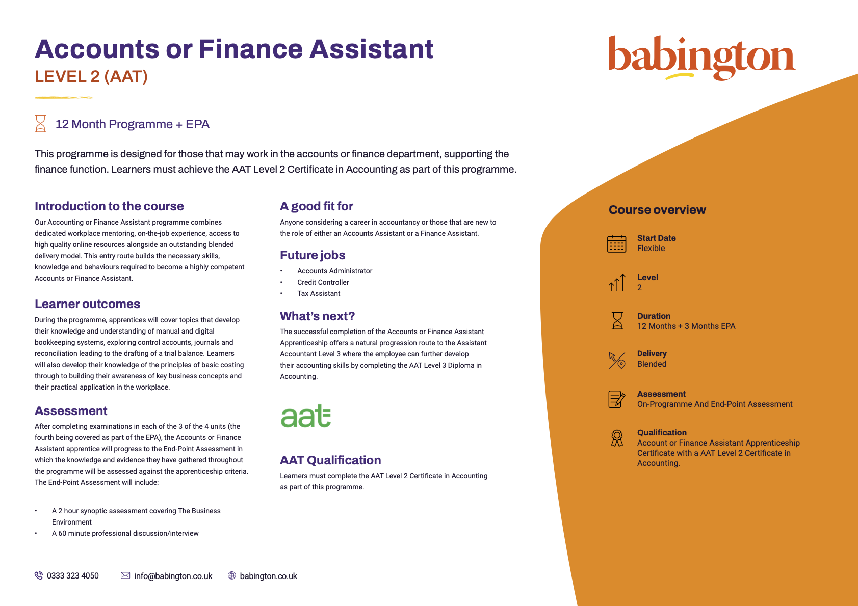 Accounts or Finance Assistant L2 AAT Jan 2026